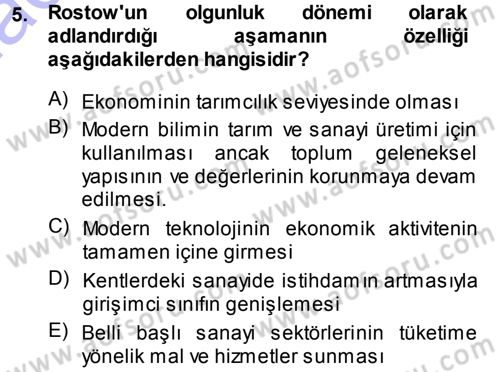 Toplumsal Değişme Kuramları Dersi 2013 - 2014 Yılı (Final) Dönem Sonu Sınav Soruları 5. Soru