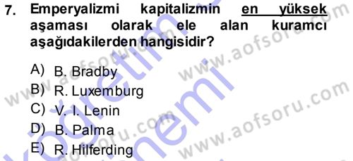 Toplumsal Değişme Kuramları Dersi 2013 - 2014 Yılı (Final) Dönem Sonu Sınav Soruları 7. Soru