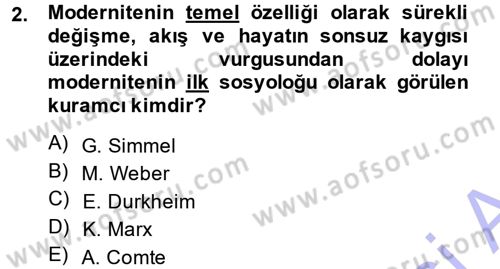 Toplumsal Değişme Kuramları Dersi Ara Sınavı Deneme Sınav Soruları 2. Soru