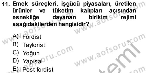 Toplumsal Değişme Kuramları Dersi 2014 - 2015 Yılı (Final) Dönem Sonu Sınav Soruları 11. Soru