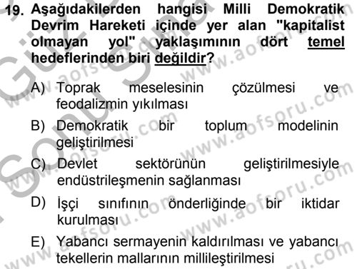 Toplumsal Değişme Kuramları Dersi 2014 - 2015 Yılı (Final) Dönem Sonu Sınav Soruları 19. Soru