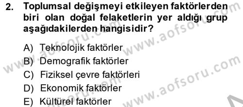 Toplumsal Değişme Kuramları Dersi 2014 - 2015 Yılı (Final) Dönem Sonu Sınav Soruları 2. Soru