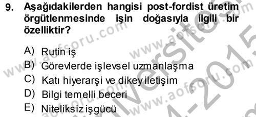 Toplumsal Değişme Kuramları Dersi 2014 - 2015 Yılı (Final) Dönem Sonu Sınav Soruları 9. Soru