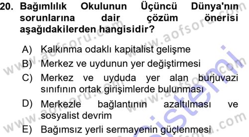 Toplumsal Değişme Kuramları Dersi Ara Sınavı Deneme Sınav Soruları 20. Soru
