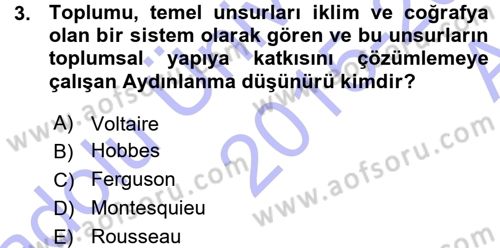 Toplumsal Değişme Kuramları Dersi Ara Sınavı Deneme Sınav Soruları 3. Soru