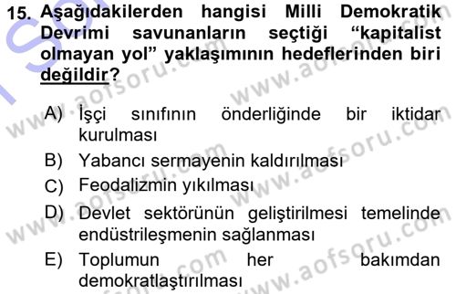 Toplumsal Değişme Kuramları Dersi 2015 - 2016 Yılı (Final) Dönem Sonu Sınav Soruları 15. Soru