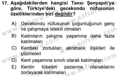 Toplumsal Değişme Kuramları Dersi 2015 - 2016 Yılı (Final) Dönem Sonu Sınav Soruları 17. Soru
