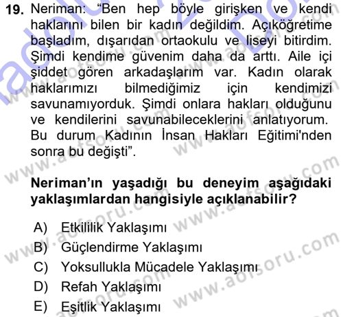 Toplumsal Değişme Kuramları Dersi 2015 - 2016 Yılı (Final) Dönem Sonu Sınav Soruları 19. Soru