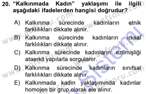 Toplumsal Değişme Kuramları Dersi 2015 - 2016 Yılı (Final) Dönem Sonu Sınav Soruları 20. Soru