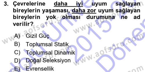 Toplumsal Değişme Kuramları Dersi 2015 - 2016 Yılı (Final) Dönem Sonu Sınav Soruları 3. Soru