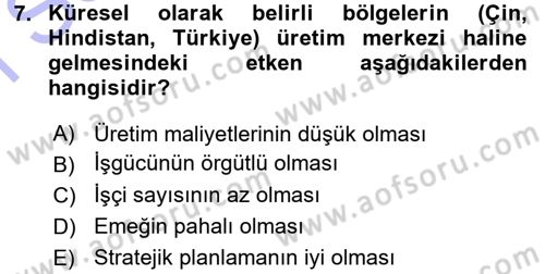 Toplumsal Değişme Kuramları Dersi 2015 - 2016 Yılı (Final) Dönem Sonu Sınav Soruları 7. Soru
