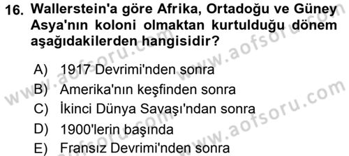 Toplumsal Değişme Kuramları Dersi Ara Sınavı Deneme Sınav Soruları 16. Soru