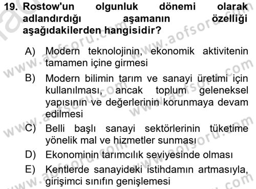 Toplumsal Değişme Kuramları Dersi 2016 - 2017 Yılı (Vize) Ara Sınav Soruları 19. Soru