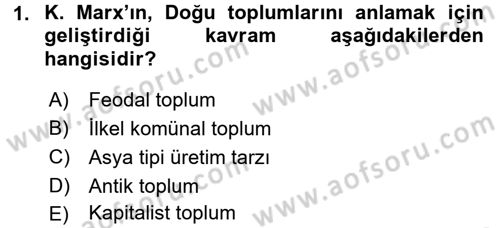 Toplumsal Değişme Kuramları Dersi 2016 - 2017 Yılı (Final) Dönem Sonu Sınav Soruları 1. Soru