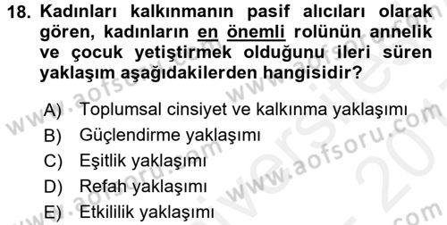 Toplumsal Değişme Kuramları Dersi 2016 - 2017 Yılı (Final) Dönem Sonu Sınav Soruları 18. Soru