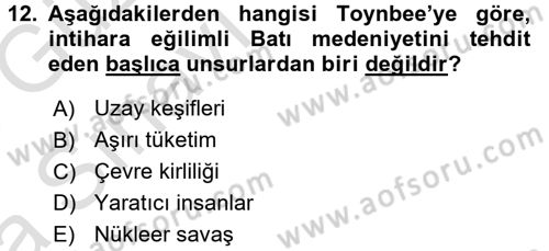 Toplumsal Değişme Kuramları Dersi Ara Sınavı Deneme Sınav Soruları 12. Soru