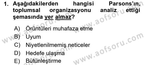 Toplumsal Değişme Kuramları Dersi 2017 - 2018 Yılı (Final) Dönem Sonu Sınav Soruları 1. Soru