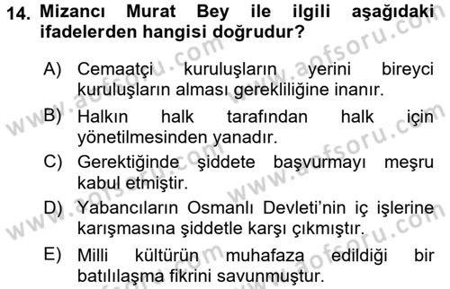 Toplumsal Değişme Kuramları Dersi 2017 - 2018 Yılı (Final) Dönem Sonu Sınav Soruları 14. Soru