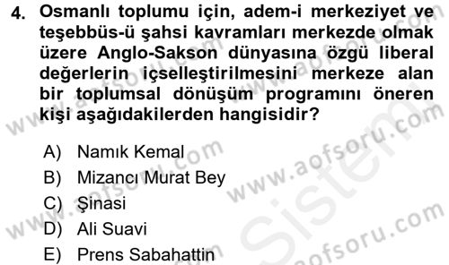 Toplumsal Değişme Kuramları Dersi 2017 - 2018 Yılı (Final) Dönem Sonu Sınav Soruları 4. Soru