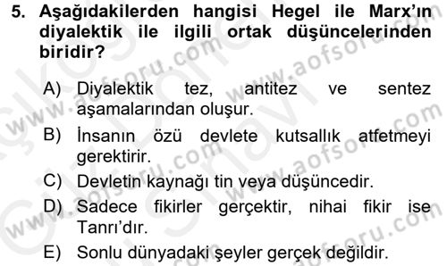 Toplumsal Değişme Kuramları Dersi 2017 - 2018 Yılı (Final) Dönem Sonu Sınav Soruları 5. Soru