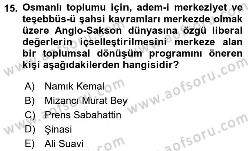 Toplumsal Değişme Kuramları Dersi 2018 - 2019 Yılı 3 Ders Sınav Soruları 15. Soru