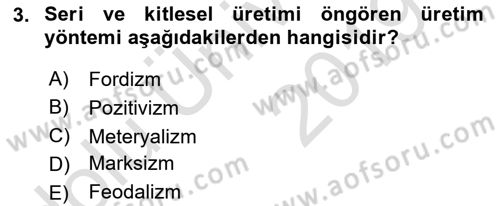 Toplumsal Değişme Kuramları Dersi 2018 - 2019 Yılı 3 Ders Sınav Soruları 3. Soru