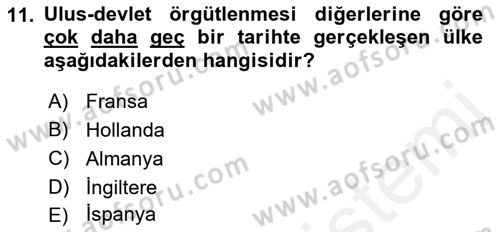 Toplumsal Değişme Kuramları Dersi 2018 - 2019 Yılı (Final) Dönem Sonu Sınav Soruları 11. Soru