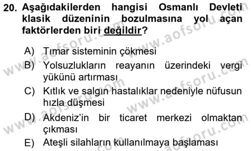 Toplumsal Değişme Kuramları Dersi 2018 - 2019 Yılı (Final) Dönem Sonu Sınav Soruları 20. Soru