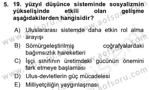 Toplumsal Değişme Kuramları Dersi 2018 - 2019 Yılı (Final) Dönem Sonu Sınav Soruları 5. Soru