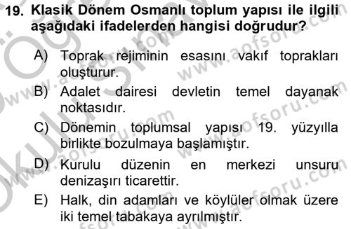 Toplumsal Değişme Kuramları Dersi 2018 - 2019 Yılı Yaz Okulu Sınav Soruları 19. Soru