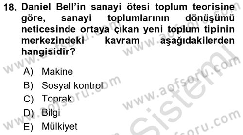 Toplumsal Değişme Kuramları Dersi Ara Sınavı Deneme Sınav Soruları 18. Soru