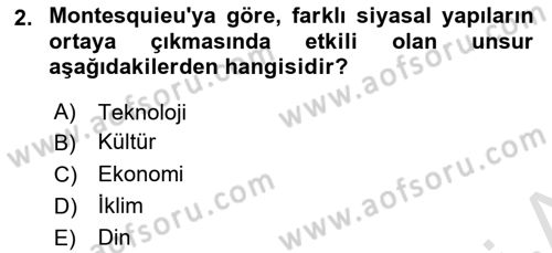 Toplumsal Değişme Kuramları Dersi Ara Sınavı Deneme Sınav Soruları 2. Soru