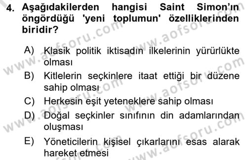 Toplumsal Değişme Kuramları Dersi 2019 - 2020 Yılı (Vize) Ara Sınav Soruları 4. Soru