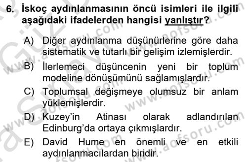 Toplumsal Değişme Kuramları Dersi Ara Sınavı Deneme Sınav Soruları 6. Soru