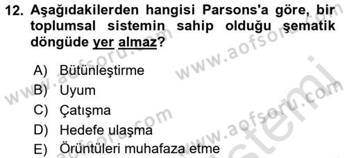 Toplumsal Değişme Kuramları Dersi 2019 - 2020 Yılı (Final) Dönem Sonu Sınav Soruları 12. Soru
