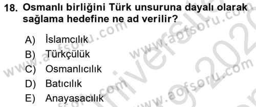 Toplumsal Değişme Kuramları Dersi 2019 - 2020 Yılı (Final) Dönem Sonu Sınav Soruları 18. Soru