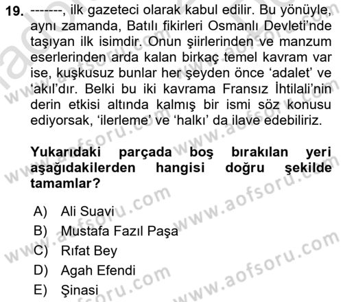 Toplumsal Değişme Kuramları Dersi 2019 - 2020 Yılı (Final) Dönem Sonu Sınav Soruları 19. Soru