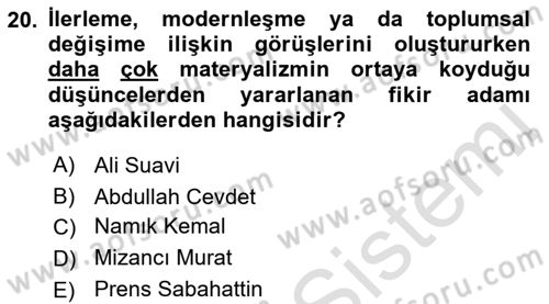 Toplumsal Değişme Kuramları Dersi 2019 - 2020 Yılı (Final) Dönem Sonu Sınav Soruları 20. Soru