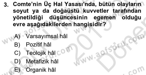 Toplumsal Değişme Kuramları Dersi 2019 - 2020 Yılı (Final) Dönem Sonu Sınav Soruları 3. Soru