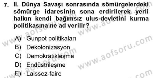 Toplumsal Değişme Kuramları Dersi 2019 - 2020 Yılı (Final) Dönem Sonu Sınav Soruları 7. Soru