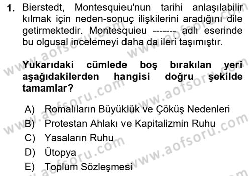 Toplumsal Değişme Kuramları Dersi 2020 - 2021 Yılı Yaz Okulu Sınav Soruları 1. Soru