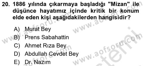 Toplumsal Değişme Kuramları Dersi 2020 - 2021 Yılı Yaz Okulu Sınav Soruları 20. Soru