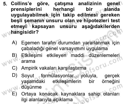 Toplumsal Değişme Kuramları Dersi 2020 - 2021 Yılı Yaz Okulu Sınav Soruları 5. Soru