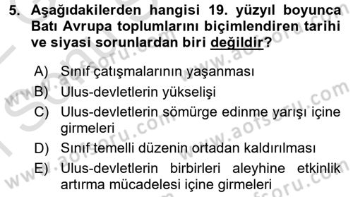 Toplumsal Değişme Kuramları Dersi 2021 - 2022 Yılı (Final) Dönem Sonu Sınav Soruları 5. Soru