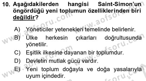 Toplumsal Değişme Kuramları Dersi 2021 - 2022 Yılı Yaz Okulu Sınav Soruları 10. Soru
