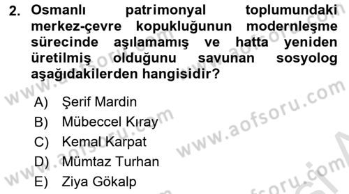 Toplumsal Değişme Kuramları Dersi 2021 - 2022 Yılı Yaz Okulu Sınav Soruları 2. Soru