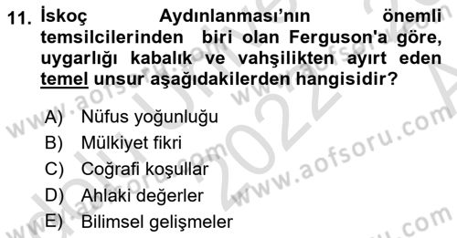 Toplumsal Değişme Kuramları Dersi Ara Sınavı Deneme Sınav Soruları 11. Soru
