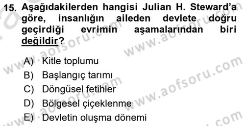 Toplumsal Değişme Kuramları Dersi 2022 - 2023 Yılı (Vize) Ara Sınav Soruları 15. Soru