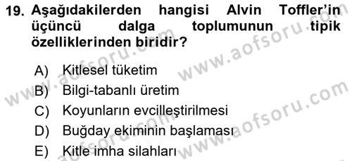 Toplumsal Değişme Kuramları Dersi 2022 - 2023 Yılı (Vize) Ara Sınav Soruları 19. Soru