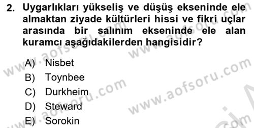 Toplumsal Değişme Kuramları Dersi Ara Sınavı Deneme Sınav Soruları 2. Soru